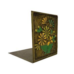 Vintage Fitz and Floyd Retro Mod Floral Paper Mache On Metal Single Bookend